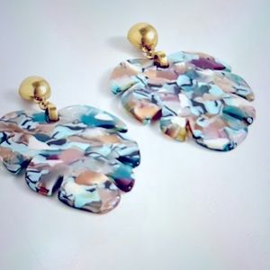 Leafy Monsyera acetate earrings. Item AP088